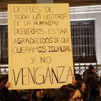 Igualdad no venganza, cartel feminista en manifestación